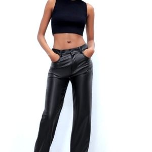Zara Straight Leg Leather Pants